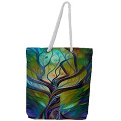 Tree Magical Colorful Abstract Metaphysical Full Print Rope Handle Tote (large) by Simbadda