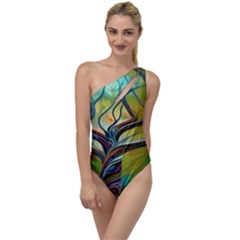 Tree Magical Colorful Abstract Metaphysical To One Side Swimsuit by Simbadda