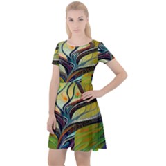 Tree Magical Colorful Abstract Metaphysical Cap Sleeve Velour Dress  by Simbadda