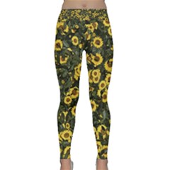 Sunflowers Yellow Flowers Flowers Digital Drawing Classic Yoga Leggings by Simbadda