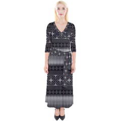 Abstract Art Artistic Backdrop Black Brush Card Quarter Sleeve Wrap Maxi Dress by Simbadda