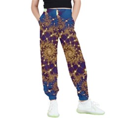 Fractal Spiral Art Pattern Blue Design Kids  Joggers by Simbadda