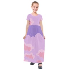 Sky Nature Sunset Clouds Space Fantasy Sunrise Kids  Short Sleeve Maxi Dress by Simbadda