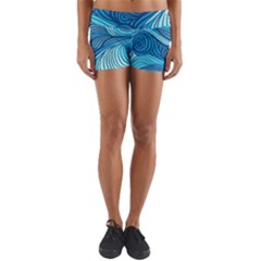 Ocean Waves Sea Abstract Pattern Water Blue Yoga Shorts by Simbadda