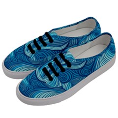 Ocean Waves Sea Abstract Pattern Water Blue Men s Classic Low Top Sneakers by Simbadda