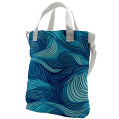 Ocean Waves Sea Abstract Pattern Water Blue Canvas Messenger Bag by Simbadda