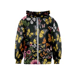 Flowers Butterfly Blooms Flowering Spring Kids  Zipper Hoodie by Simbadda