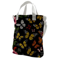 Flowers Butterfly Blooms Flowering Spring Canvas Messenger Bag by Simbadda