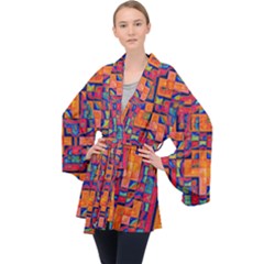 Background Graphic Beautiful Wallpaper Art Abstract Long Sleeve Velvet Kimono 