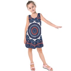 Mandala Orange Navy Kids  Sleeveless Dress by Simbadda