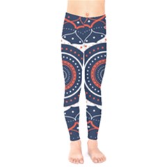 Mandala Orange Navy Kids  Classic Winter Leggings by Simbadda