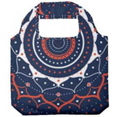 Mandala Orange Navy Foldable Grocery Recycle Bag by Simbadda