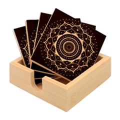 Mandala Orange Navy Bamboo Coaster Set by Simbadda