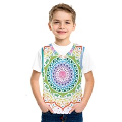 Mandala Pattern Rainbow Pride Kids  Basketball Tank Top by Simbadda