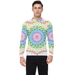 Mandala Pattern Rainbow Pride Men s Long Sleeve Rash Guard