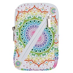 Mandala Pattern Rainbow Pride Belt Pouch Bag (small)