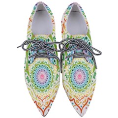 Mandala Pattern Rainbow Pride Pointed Oxford Shoes by Simbadda