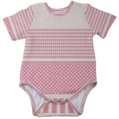 Background Pink Beige Decorative Texture Craft Baby Short Sleeve Bodysuit by Simbadda