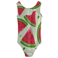 Cute Watermelon Seamless Pattern Kids  Cut-out Back One Piece Swimsuit by Simbadda