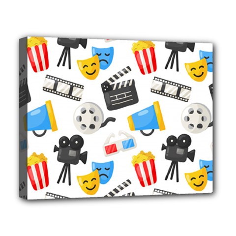 Cinema Icons Pattern Seamless Signs Symbols Collection Icon Deluxe Canvas 20  X 16  (stretched) by Simbadda
