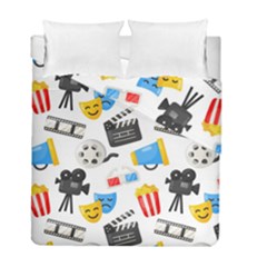 Cinema Icons Pattern Seamless Signs Symbols Collection Icon Duvet Cover Double Side (full/ Double Size) by Simbadda