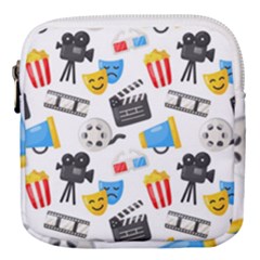 Cinema Icons Pattern Seamless Signs Symbols Collection Icon Mini Square Pouch by Simbadda