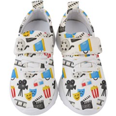 Cinema Icons Pattern Seamless Signs Symbols Collection Icon Kids  Velcro Strap Shoes by Simbadda