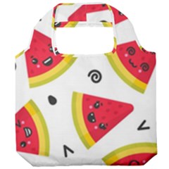 Cute Smiling Watermelon Seamless Pattern White Background Foldable Grocery Recycle Bag by Simbadda