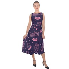 Various Cute Girly Stuff Seamless Pattern Midi Tie-back Chiffon Dress by Simbadda