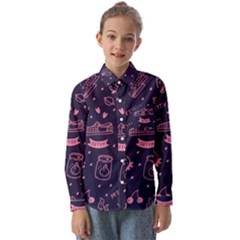 Various Cute Girly Stuff Seamless Pattern Kids  Long Sleeve Shirt