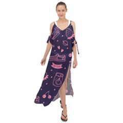 Various Cute Girly Stuff Seamless Pattern Maxi Chiffon Cover Up Dress by Simbadda