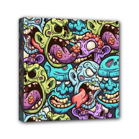 Zombie Heads Pattern Mini Canvas 6  X 6  (stretched) by Simbadda