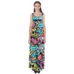 Zombie Heads Pattern Empire Waist Maxi Dress by Simbadda