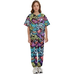 Zombie Heads Pattern Kids  Tee And Pants Sports Set by Simbadda