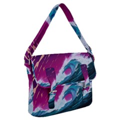 Tsunami Waves Ocean Sea Nautical Nature Water Unique Buckle Messenger Bag by Simbadda