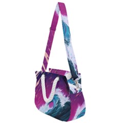 Tsunami Waves Ocean Sea Nautical Nature Water Unique Rope Handles Shoulder Strap Bag by Simbadda