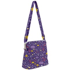 Pattern Cute Clouds Stars Zipper Messenger Bag by Simbadda