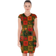 Space Pattern Multicolour Capsleeve Drawstring Dress  by Simbadda