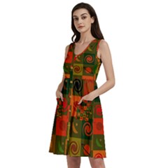 Space Pattern Multicolour Sleeveless Dress With Pocket by Simbadda