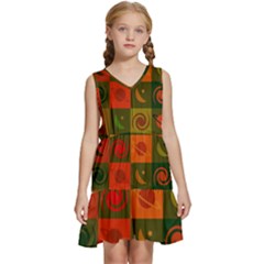 Space Pattern Multicolour Kids  Sleeveless Tiered Mini Dress by Simbadda