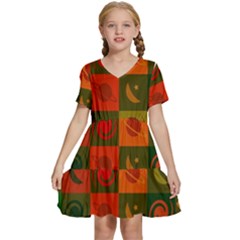 Space Pattern Multicolour Kids  Short Sleeve Tiered Mini Dress by Simbadda