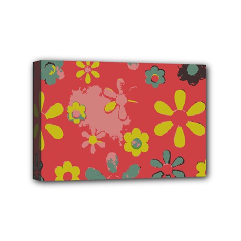 Flowers Pattern Mini Canvas 6  x 4  (Stretched)