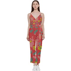 Flowers Pattern V-neck Camisole Jumpsuit by Simbadda