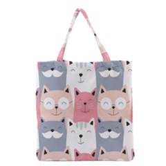 Cute Seamless Pattern With Cats Grocery Tote Bag by Simbadda