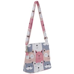 Cute Seamless Pattern With Cats Zipper Messenger Bag by Simbadda