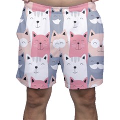 Cute Seamless Pattern With Cats Men s Shorts by Simbadda