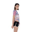 Cute Seamless Pattern With Cats Asymmetrical Short Sleeve Sports Tee View3