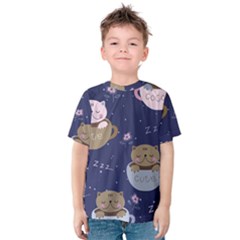 Cute Kittens Sleep Sweetly Mugs Kids  Cotton Tee