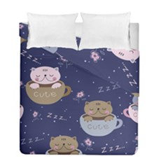 Cute Kittens Sleep Sweetly Mugs Duvet Cover Double Side (full/ Double Size) by Simbadda