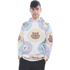 Cute Cat Seamless Pattern Background Men s Pullover Hoodie by Simbadda